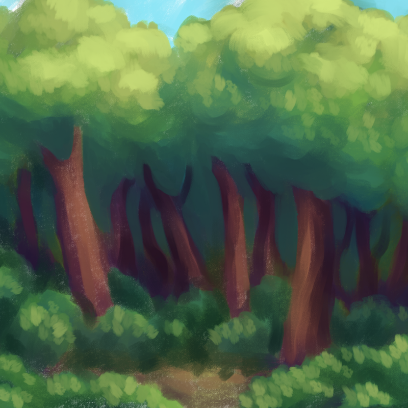 2026/04 Rough painting of an imaginary forest