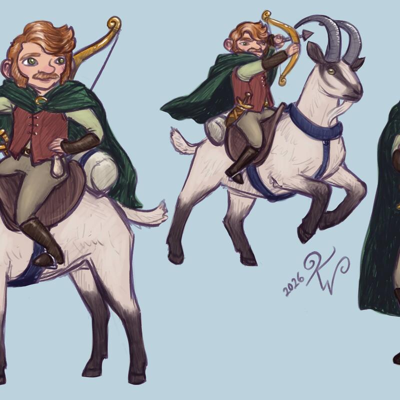 2026/02 Halfling goat-rider ranger character design